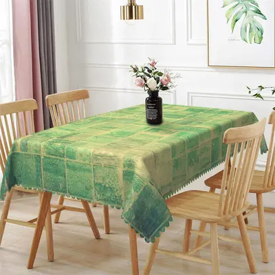 Vintage Green Square Block Rectangle Tablecloth - Aperturee