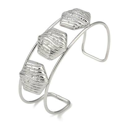 Non-Tarnish 304 Stainless Steel Wide Textured Open Cuff Bangles