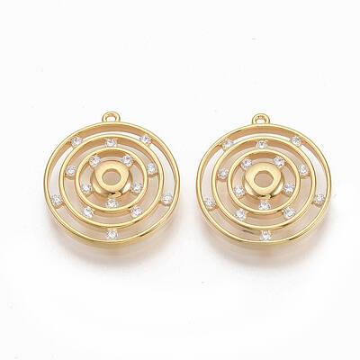 Brass Micro Pave Clear Cubic Zirconia Pendants