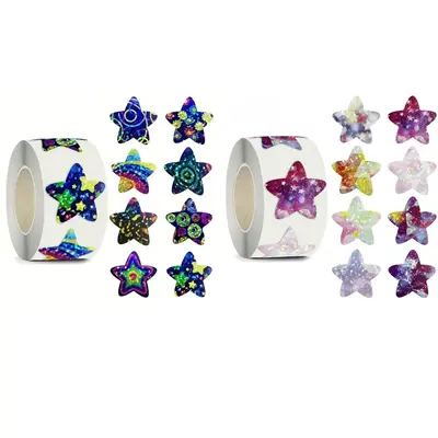 Star Pattern Tape, 1000pcs/2 Rolls Colorful Star Sticker, Decorative Sticker for Gift Wrapping, Scrapbook, Journal Making, Gi...