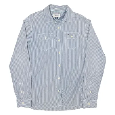 TOMMY HILFIGER Mens Shirt Blue Striped Long Sleeve S