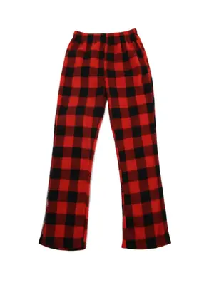 Boy's Plaid Print Fleece Lined Loungewear Pants, Casual Comfy Straight Leg Trousers for Fall & Winter, Boys Sleepwear for Ind...