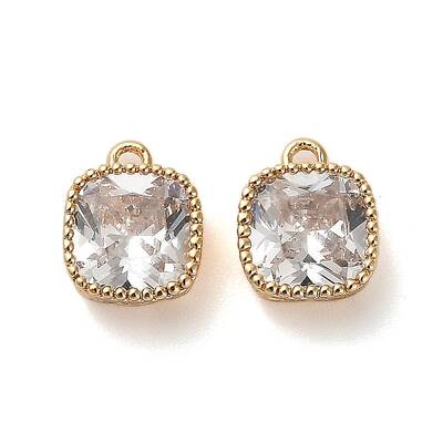 Brass Micro Pave Clear Cubic Zirconia Charms