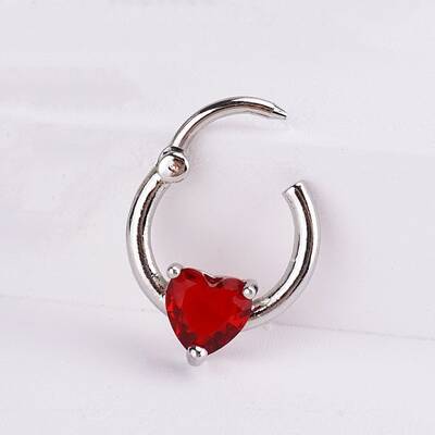 316L Stainless Steel Micro Pave Cubic Zirconia Hoop Nose Rings