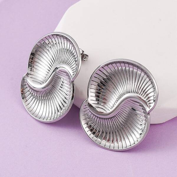 304 Stainless Steel Vortex Spiral Stud Earrings