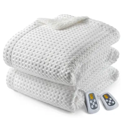 Garvee Heated Blanket King Size with LCD Dual Controller, Waffle Weave Fast Heating Electric Blankets, 10 Heat Levels & 1-12H...