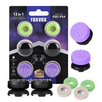 FOXVOX 12 in 1 Professional Thumbsticks & Precision Rings Set for PlayStation 4 (PS4) and PlayStation 5 (PS5) Controllers | 4...