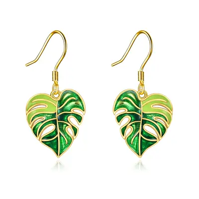 14K Gold Leaves Drop Earrings