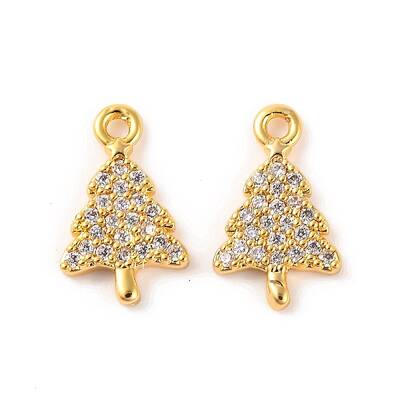 Brass Micro Pave Clear Cubic Zirconia Pendants