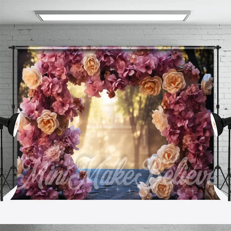 Romantic Big Roses Arch Door Bokeh Flower Backdrop - Aperturee