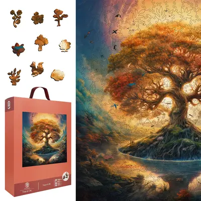 Tree of Life Shadow Mys Aurora Wooden Jigsaw Puzzle for Kids and Adults 200 500 Pcs Unique Shape Nice Box Packing Fun Challen...