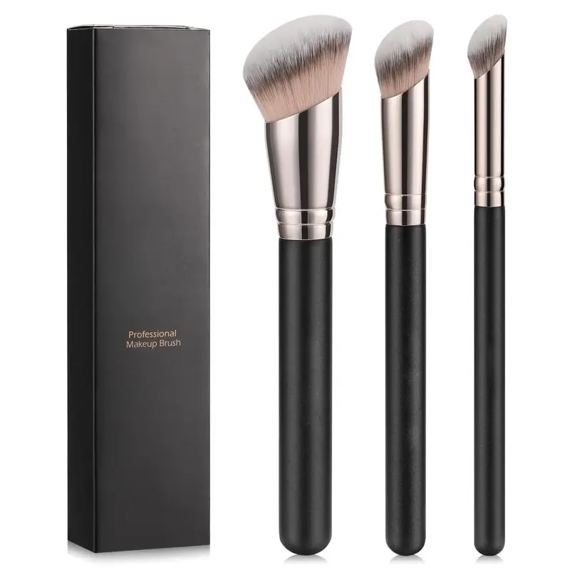 Angled Makeup Brushes Set, 3 Counts make up brushes Set for Traveling Gift for Women & Girl, Makeup Accessories, Beauty Makeu...