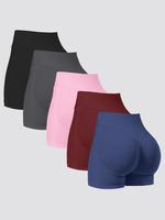 Women's Solid Color High Waist Seamless Sports Shorts, High Stretch Breathable Comfortable Skinny Athletic Shorts, Ladies Spo...