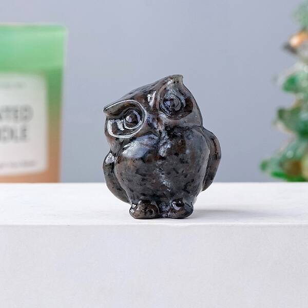 Natural Syenite Carved Healing Owl Figurines