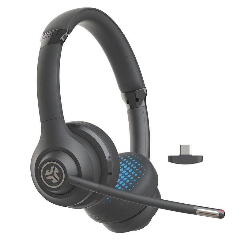 JLab GO Work Wireless On-Ear Headset Gen 2 - 55 Hours USB-C Dongle Connection with Quick Mute Button & Mic Indicator Lig