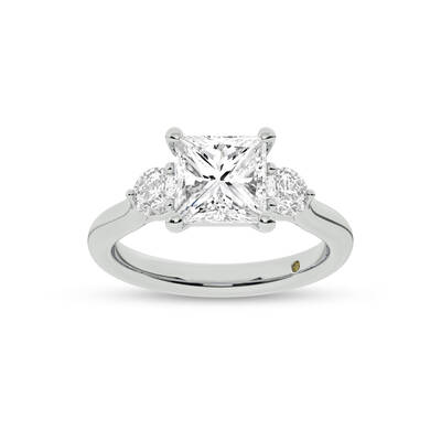 Aevum Classic Three Stone Princess Cut Lab Grown Diamond Engagement Ring | 14K White Gold 2 1/2 CT. TW.