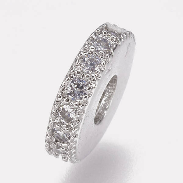 Brass Micro Pave Cubic Zirconia Bead Spacers