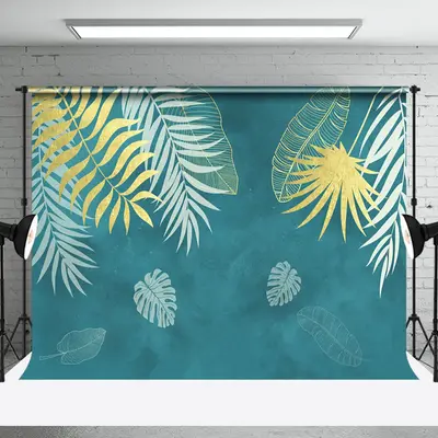 Green Yellow Plant Leaves Monstera Fine Art Backdrop - Aperturee