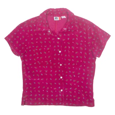 ARIZONA JEAN Womens Printed Blouse Pink Collared Floral M