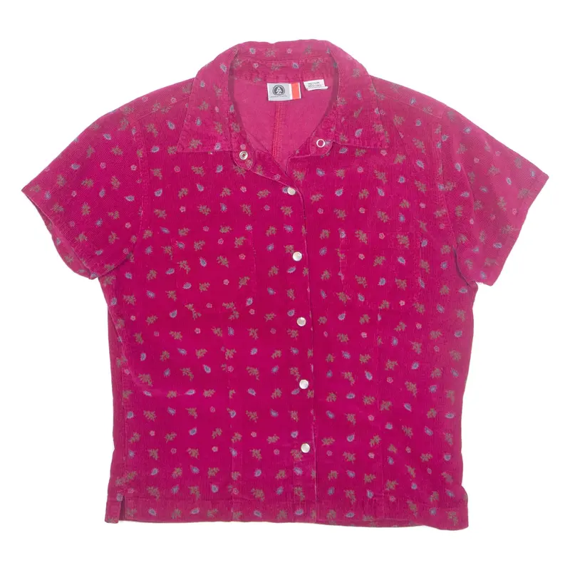 ARIZONA JEAN Womens Printed Blouse Pink Collared Floral M