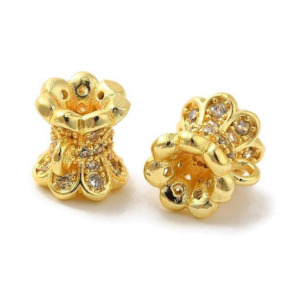 Flower Brass Micro Pave Cubic Zirconia Tube Bails