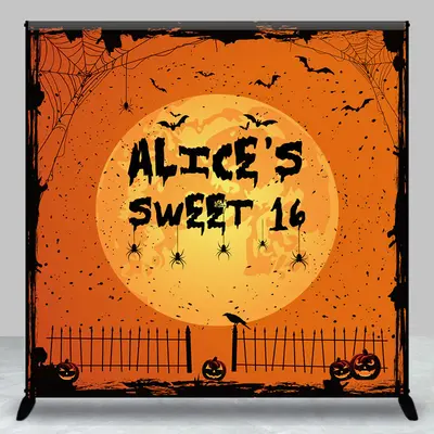 Halloween Vibe Moon Night Custom Sweet 16 Backdrop - Aperturee