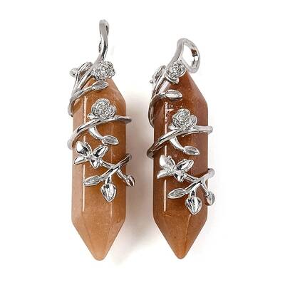 Natural Red Aventurine Double Terminal Pointed Pendants