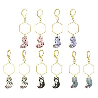 Rack Plating Alloy Cat Dangle Leverback Dangle Earrings