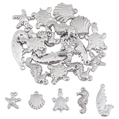 20Pcs 5 Style 201 & 304 Stainless Steel Charms