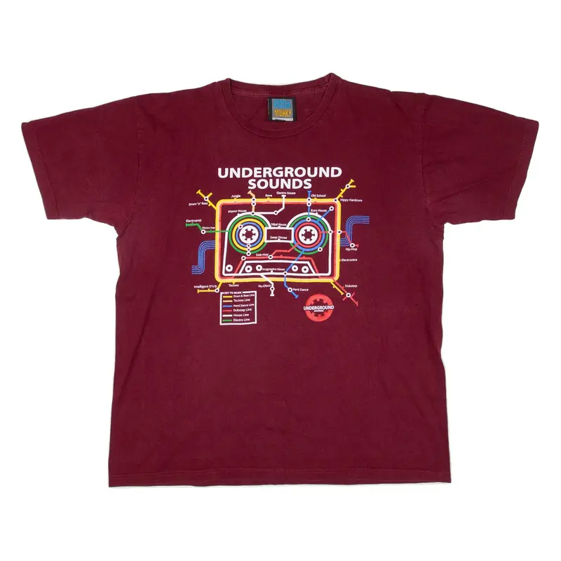 FROZEN MUNKY Underground Sounds Mens T-Shirt Maroon XL