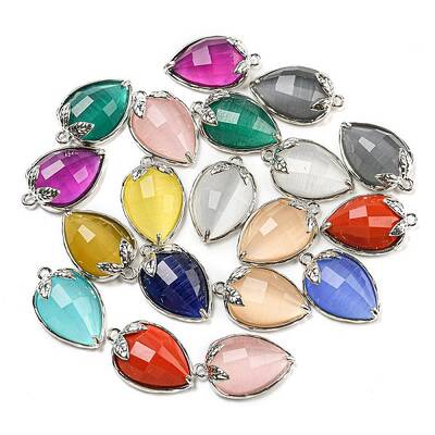 Natural & Synthetic Mixed Gemstone Faceted Pendants