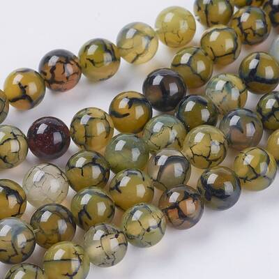 Natural Dragon Veins Agate Beads Strands