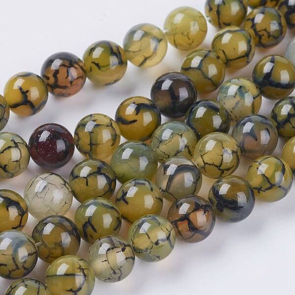 Natural Dragon Veins Agate Beads Strands