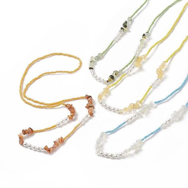 Gemstone Chips & Plastic Pearl & Glass Seed Waist Beads