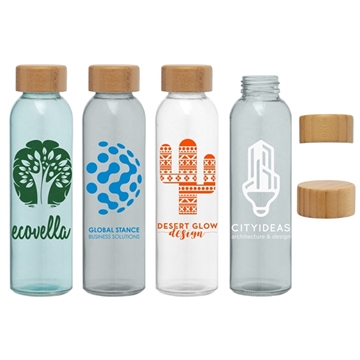 60 Customized Alpine - 17 oz Glass Bottle with Bamboo Lid - ...
