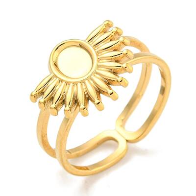 Ion Plating(IP) 304 Stainless Steel Sun Open Cuff Ring Components