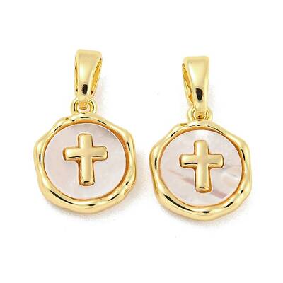 Brass Pave Shell Charms