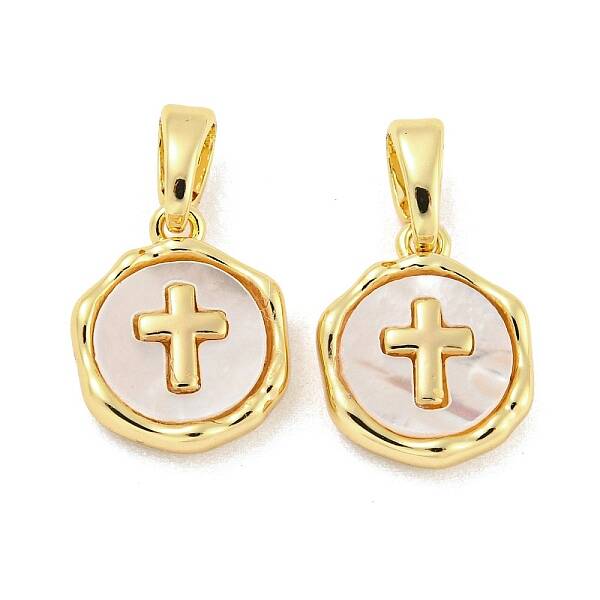 Brass Pave Shell Charms