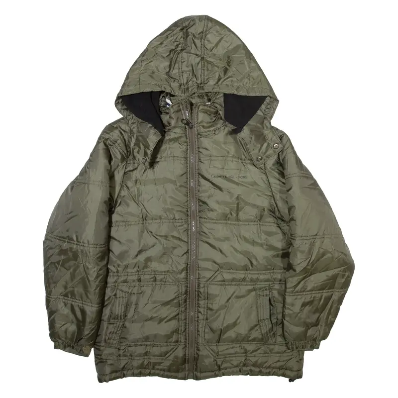 CALVIN KLEIN JEANS Boys Coat Green Hooded L