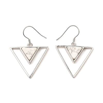 Natural Howlite Triangle Dangle Earrings