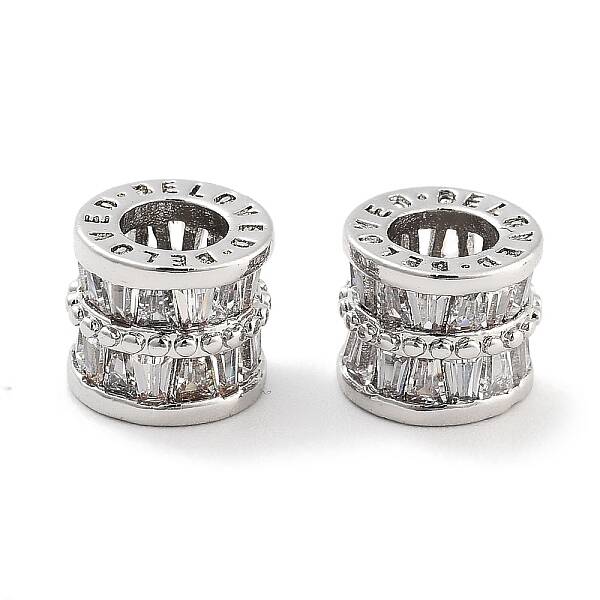 Brass Micro Pave Clear Cubic Zirconia Beads