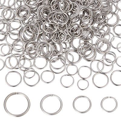 400Pcs 4 Styles 304 Stainless Steel Open Jump Rings