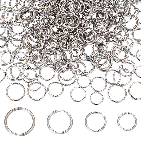 400Pcs 4 Styles 304 Stainless Steel Open Jump Rings