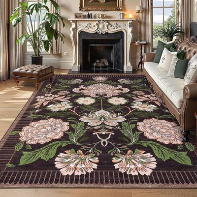 Garvee Indoor Washable Low Pile Area Rug Modern Printed Soft Non-Slip Carpet Foldable Portable 9x12ft Purple Living Room Bedr...