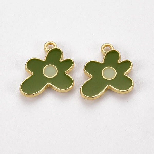 Rack Plating Light Gold Alloy Enamel Pendants
