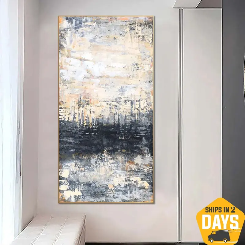 Large Abstract Original Oil Painting Canvas Black And White Wall Art Contemporary Monochrome Painting Room Decor | NATURE OF ...