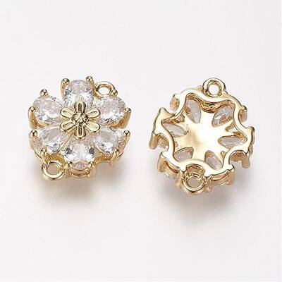 Brass Micro Pave Grade AAA Cubic Zirconia Links