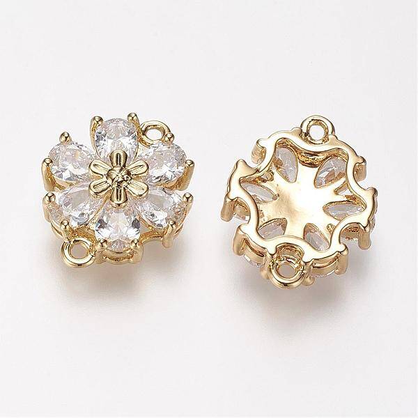 Brass Micro Pave Grade AAA Cubic Zirconia Links