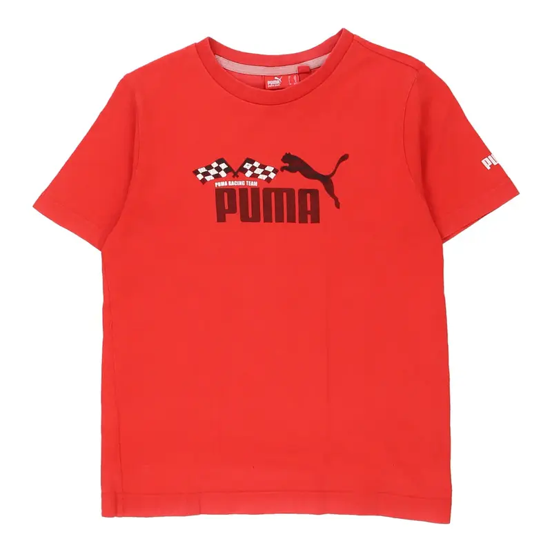 Puma Spellout T-Shirt - Medium Red Cotton