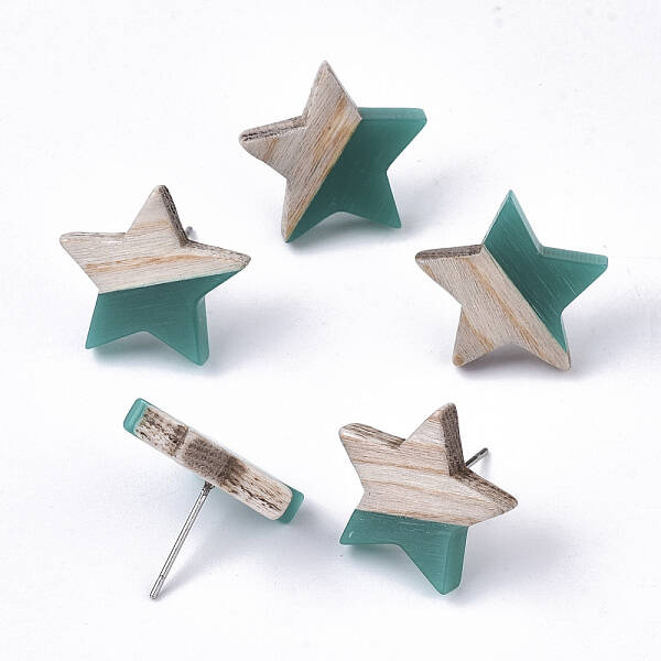 Resin & Wood Stud Earrings
